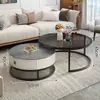 Mesa de centro de pizarra para sala de estar, uso doméstico, mesa de cristal templado, minimalista moderno, apartamento pequeño, lujo ligero, nuevo modelo 2026, redonda, minimalista