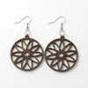 Aretes de Madera Marrón Oscuro Vintage Moda Europea y Americana Joyería de Madera Bohemia Aretes Huecos Populares para Mujeres Venta al por Mayor