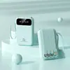 Mini Power Bank de Alta Capacidade 20000mAh com Cabos Embutidos Portátil Presente Logotipo Personalizado Potência Móvel Transfronteiriço