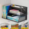 Organizador de arquivos para escritório, porta-canetas de mesa, caixa de armazenamento, estante