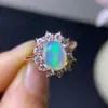 Anillo de Ópalo Natural Súper Hermoso, Seleccionado a Mano] Hermoso Color, Buen Cristal y Lleno de Fuego