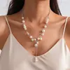 Collar de perlas en capas con cuentas transfronterizo europeo y americano, cadena para la clavícula estilo fiesta vintage, lujo ligero, accesorio versátil de alta gama para mujer