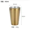 Copo de Água de Aço Inoxidável Coreano 304, Copo de Cerveja, Copo Dourado para Churrasco, Copo para Bebidas, Copo de Camada Dupla, Copo de Leite, Grau Alimentício