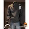 Moletom masculino com zíper estilo americano e estampa de espinha de peixe, camiseta de manga longa pesada com forro de fleece para outono/inverno, gola alta, camada interna/base