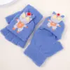 Guantes de Ultraman Tridimensional para Niños con Solapa para Otoño e Invierno Lindos Dibujos Animados Forrados de Felpa Cálidos para Estudiantes de Primaria Guantes de Cinco Dedos para Escribir