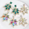 AliExpress Mais Vendidos Moda Luxo Leve Brincos Poligonais Elegantes Elegantes Coloridos Diamante Folha de Bordo Brincos para Usar em Banquetes