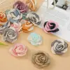 Nuevo accesorio para el cabello hecho a mano con flor de rosa tridimensional de tela de satén, tocado, flor de solapa, flor para zapatos y sombreros, accesorios para ropa