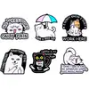 Broche de metal esmaltado con forma de gato transfronterizo, insignia animal creativa de letra inglesa, decoración versátil para mochilas y chaquetas