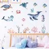 Br1072F Pegatinas de Pared Autoadhesivas de Peces de Coral del Océano de Dibujos Animados para Niños Habitación Infantil Dormitorio Pegatinas de Decoración de Pared de Fondo
