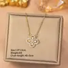 [Acero de Titanio] Elegante Collar de Cuatro Hojas con Incrustaciones de Circonia y Diamantes Completos de Cobre, Muy Vendido, para Mujer, Lujo Ligero, No se Desvanece, Cadena de Clavícula de Gama Alta