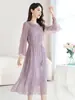 Vestido de Crepe de Seda Pesado de Hangzhou para Mulheres, Novo Modelo Verão 2026, Elegante e Emagrecedor Vestido de Seda de Amora de Comprimento Médio
