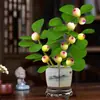 Árbol Bodhi en Maceta Pequeño Bodhi de la Esperanza Bonsái con Fruta Zen Chino Adornos de Escritorio Plantas Verdes Creativas de Interior