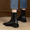 Primer Encuentro Temporada 2026 Nuevas Botas de Tobillo Estilo Francés Otoño/Invierno para Mujer, Punta Fina, Tacón Grueso, Botas Martin, Botas Elásticas Retro Ajustadas