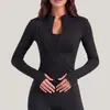 Roupas atléticas e de fitness europeias e americanas transfronteiriças da Amazon, jaqueta com zíper, peça externa slim fit, blusa de manga longa para corrida e yoga outono/inverno