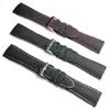 Nova Pulseira de Relógio Preta Costurada Colorida para Venda por Atacado com Fivela de Liberação Rápida Universal, Pulseira de Silicone Premium de Alta Qualidade para Homens, 20-22mm