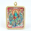 Atacado da Fábrica de Origem: Pingente Thangka Tara Pintado à Mão com Cravação de Diamantes, Pingente Tara Branca, Estilo Unissex, Verde Tara Artístico Criativo Leve