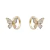 Brincos de Borboleta Tridimensionais Doces com Zircônia Microincrustada Estilo TikTok Feminino Leve Luxo Elegante Versátil Acessórios de Orelha Distintos