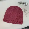 Sombrero Gorro Nuevo de Verano con Perlas Personalizado Transpirable Hueco para Mujer Estilo Étnico Retro Artístico Tejido Fino Suéter Gorro