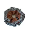 Novedad de Primavera Scrunchie Fresco de Encaje Plisado con Diseño de Flor de Doble Capa para Atar el Cabello en un Moño
