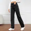Aliexpress Transfronterizo Exportación Europea y Americana Amazon Wish Aliexpress Verano Casual Jeans de Pierna Ancha de Cintura Alta para Mujer