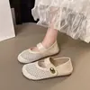 Zapatos Versátiles de Una Palabra con Huecos y Boca Poco Profunda para Hombres Zapatos Mary Jane para Mujeres con Superficie de Verano Transpirable Zapatos Individuales Moda Malla Fondo Plano