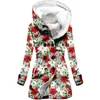 Impermeable Navideño para Mujer 2025 Más Vendido Transfronterizo Estilo Europeo y Americano con Capucha Bloqueo de Color Engrosado de Invierno Piel Sintética de Cordero