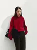 Love and Nancy Trece Líneas Minimalista Invierno Retro Estilo Perezoso Suéter Cálido con Capucha 100% Lana para Mujer 03420