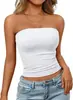 Top de Tubo Ruched Crop Top de Venta Caliente Transfronterizo Europeo y Americano en Amazon, Top Versátil Ajustado para el Trabajo y Uso Casual