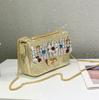 Bolsa Cobra Diamante Estilo Chanel Ombro Único Transversal Bolsa Gema Cristal Bolsa Mãe Quente Bolsa Corrente Lantejoula Flor Bolsa Furada
