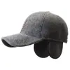 Novo Chapéu de Pato de Inverno Masculino com Forro de Lã Espessado à Prova de Frio Orelha Ganhando Chapéu de Lã Moda Quente Boné de Beisebol