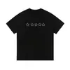 Camiseta de manga corta holgada para hombre, marca de tendencia transfronteriza de comercio exterior auténtica estilo París, con estampado de eslogan de estrella y acabado desgastado