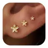 Pendientes de Mini Estrella de Mar y Mariposa con Baño de Oro Real de Latón Caliente Transfronterizos Europeos y Americanos para Mujer Pendientes de Lujo Ligero de Nicho