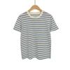 Camiseta de Manga Curta Listrada com Botões Pequenos em Linho e Algodão, Estilo Coreano Ins Simples e Luxuoso, para Mulheres, Top Versátil Solto e Simples, Tendência Primavera/Verão