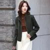 Jaqueta curta de couro camurça feminina, estilo casual, gola alta elegante, versátil para baixinhas, sobrecasaco curto, tamanhos grandes