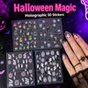 Nuevas pegatinas para decoración de uñas con temática de Halloween, con pequeños fantasmas y telarañas, perfectas para decoración de teléfono DIY y aplicación impermeable.