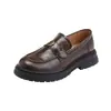 Em Estoque~2026 Mocassins Slip-On com Solado Grosso Camélia para Mulheres, Estilo Outono e Inverno, Sapatos Pequenos de Couro Estilo Britânico Retrô para Mulheres