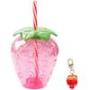 Venta al por mayor de fábrica taza para bebida de té con leche taza de plástico PET con pajita taza con forma de fruta de fresa piña sandía taza con pajita