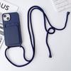 Estuche para tarjetas de una pieza con cordón diagonal para iPhone 15 Pro Max, funda protectora de silicona de color para teléfono móvil Apple 14