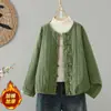 Foto Real de Chaqueta Gruesa de Algodón Acolchada para Mujer con Forro Fino de Terciopelo de Algodón, Artesanía Pesada, Color Teñido, Abrigo de Algodón Abotonado, Chaqueta de Algodón Caliente