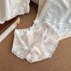 Ropa interior bacteriostática de algodón puro para mujer 10A Ropa interior de encaje puro para mujer Malla de cintura media sin costuras Calzones dulces para mujer