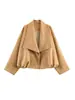 Chaqueta de gamuza popular estilo europeo y americano marca Z para mujer, textura casual, cuello de solapa, corte holgado, color caqui, transfronterizo de AliExpress