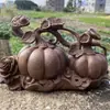 Escultura de Madeira de Ágar, Riqueza e Colheita, Enfeites de Abóbora Ruyi, Artesanato em Madeira Maciça, Mesa de Sala de Estar, Artesanato para Decoração de Casa