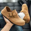 Zapatos Birkenstock para hombre, para otoño, uso exterior y de oficina, con suela gruesa, que aumentan la altura, versátiles, cómodos, retro, slip-on, de suela blanda, zapatos casuales