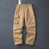 Pantalones de Hombre de Algodón Puro Casual Ropa de Trabajo Ropa para Exteriores Resistentes al Desgaste Rectos Holgados Primavera y Otoño Gruesos con Múltiples Bolsillos