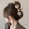 Presilha de garra de pelúcia floral grande para cabelos grossos, presilha de cabelo de tricô de alta qualidade para outono e inverno, nova presilha de tubarão 2026 acessório de cabelo feminino