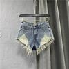 Shorts Jeans Cintura Baixa para Garotas Quentes Calças Rasgadas com Pelos Femininas Verão 2022 Novo Estilo Coreano Soltas Desfiadas Pernas Largas