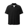 Camisa Polo de Verano para Hombre Vibe Tendencia Estilo Americano Bloques de Color Diseño de Doble Capa Cuello Camisero Manga Corta Textura Gofrada Ins