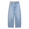 Jeans Largo Cintura Média Balão Europeu e Americano Nova Versão de Primavera Roupa Feminina Azul