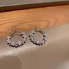 Novos brincos de rede simples da moda, brincos elegantes super brilhantes, combinam com tudo, brincos de anel de cristal personalizados dia Coreia do Sul