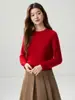 Suéter de punto de cachemira 100% pura para mujer, cuello redondo, hombro regular, grosor doble de 7 hilos, estilo simple, versátil, capa base